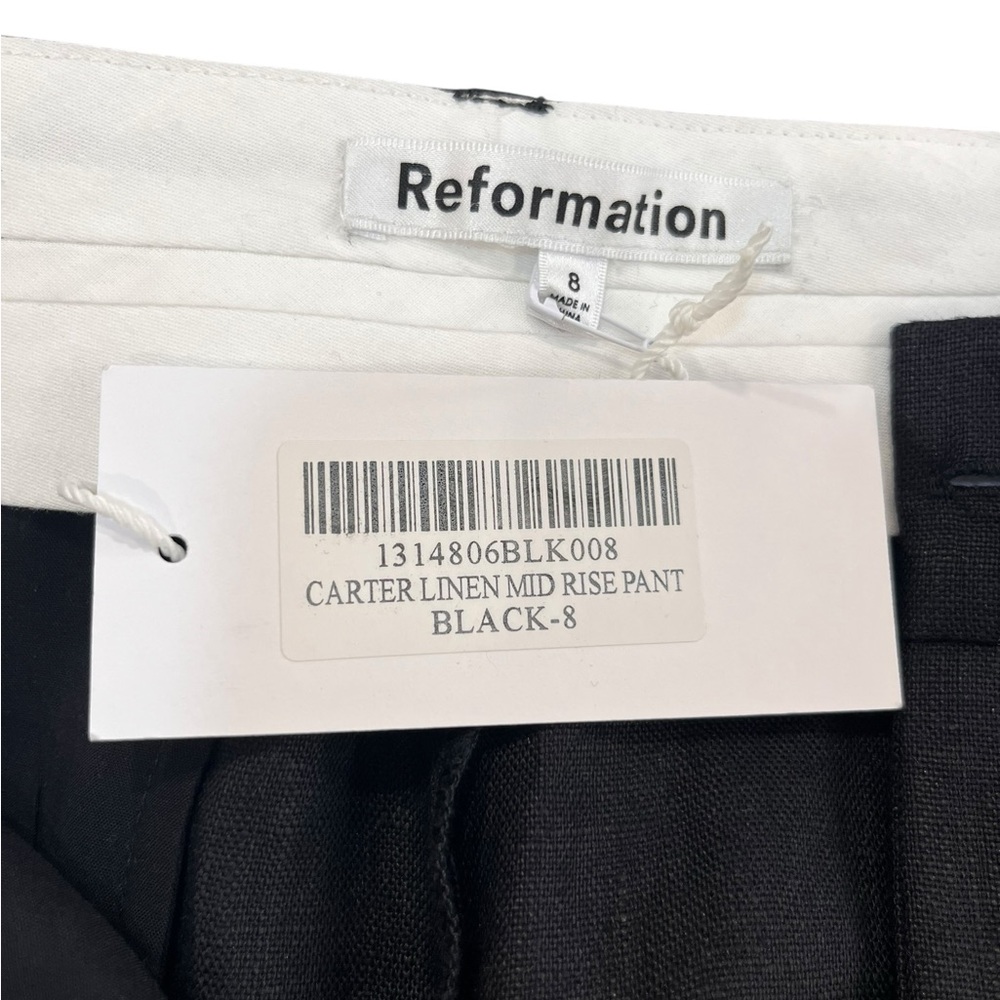 Reformation Carter Linen Wide Leg Pants Black Size 8 NWT - Picture 5 of 7